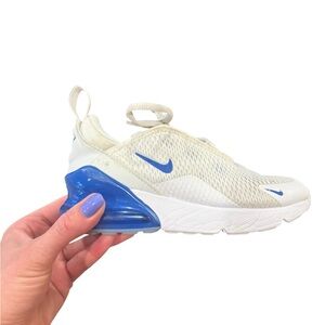 Nike Air Max 270 White Blue Youth 1Y Running Sneakers Kids Athletic Streetwear